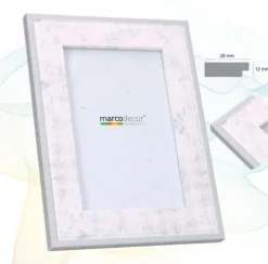Portafoto DM Blanco Filo Plata 9×13