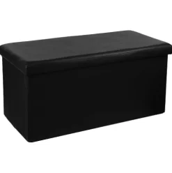 Puf Plegable Doble PVC Negro