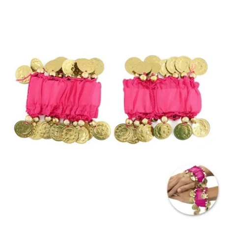Pulsera De Monedas Fucsia 2pcs