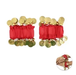 Pulsera De Monedas Rojo 2pcs