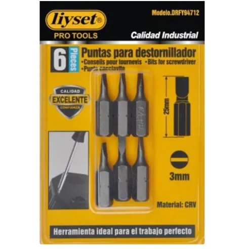 Puntas Para Destornillador Plano 3x25mm
