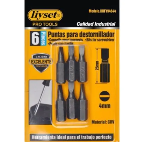 Puntas Para Destornillador Plano 4x25mm
