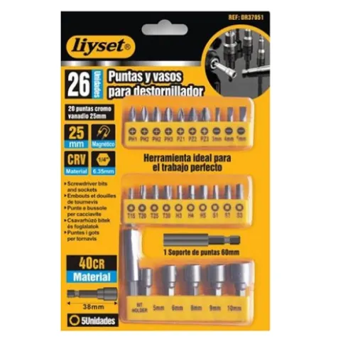 Puntas y Vasos Para Destornillador 26PCS