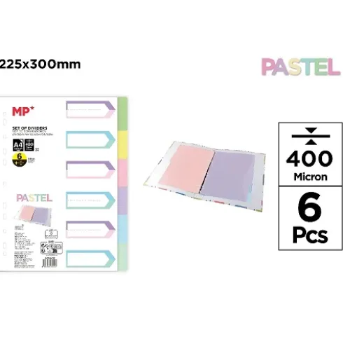 Separadores 6 Colores Pastel A4 400 micras