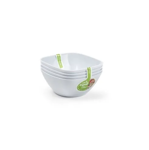 Set 4 Bols Cuadrados Opal 175ml Blanco