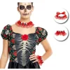 Set Choker y Brazalete Catrina Rojo