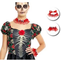 Set Choker y Brazalete Catrina Rojo