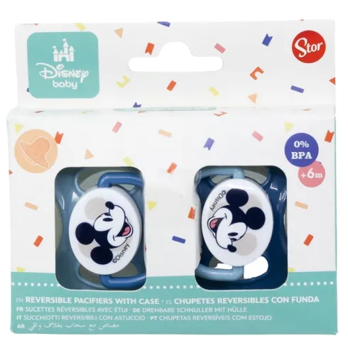 Set 2 Chupetes Tetina Reversible +6M «MICKEY MOUSE FULL OF SMILES»