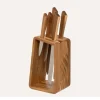 Set 5 Cuchillos Inox con Soporte Acacia