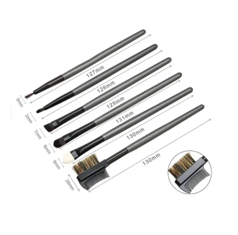Set De Brocha De Maquillaje Negro/Gris 6pcs