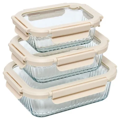 Set de 3 Cajas de Conservación Rectangulares Clipeat+Vidrio