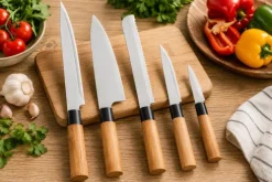 Set de 5 Cuchillos con Mango de Bambú