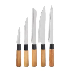 Set de 5 Cuchillos con Mango de Bambú