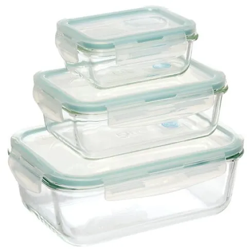 Set de 3 Fiambreras Rectangulares Clipeat+Vidrio