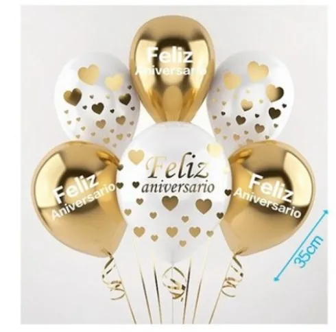 Set de Globos Aniversario Oro 6pcs