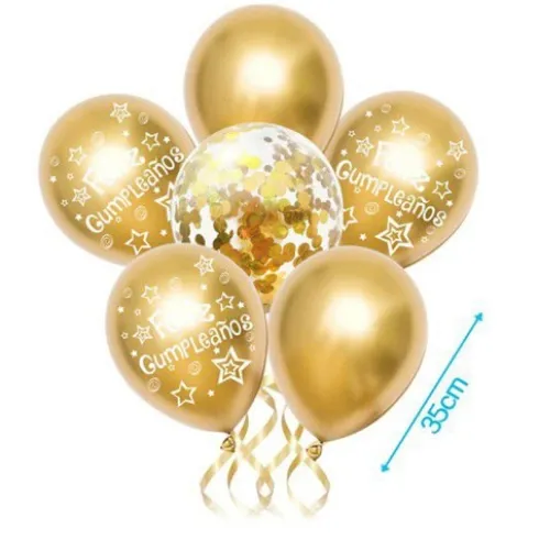 Set de Globos Confeti Oro 6pcs