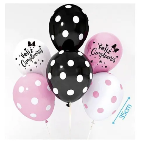 Set de Globos Cumple Lazo Rosa 6pcs