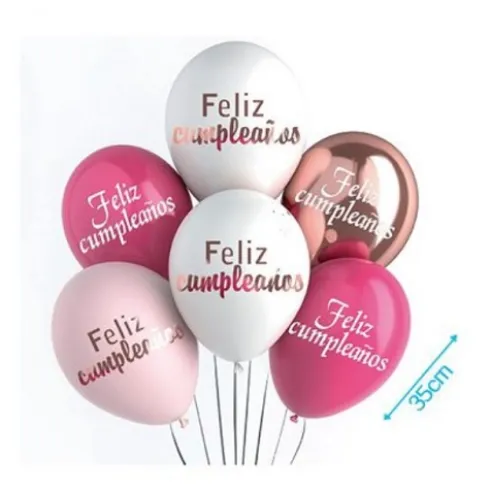 Set de Globos Cumple Rosa 6pcs