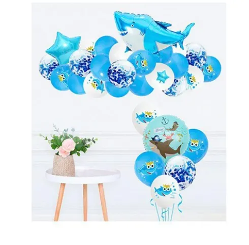 Set de Globos Tiburón Azul 37pcs