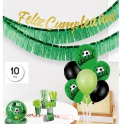 Set Globos con Guirnalda Flecos Futbol 10pcs