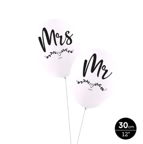 Set Globos Decorado ‘Mr & Mrs’ 8uds
