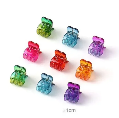 Set Mini Pinzas Para Cabello Acrílica Colores 9pcs