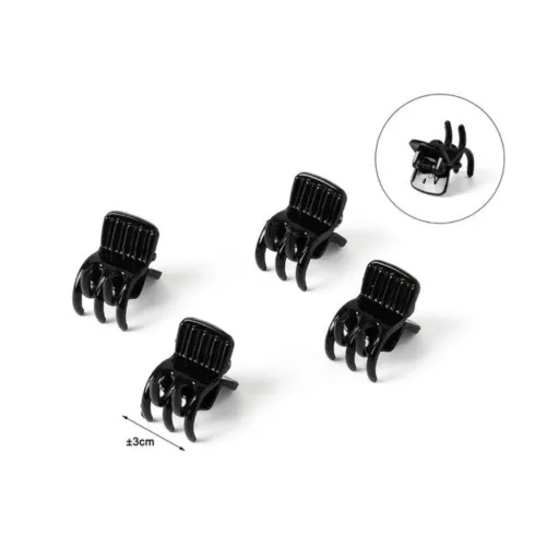 Set Mini Pinzas Para Cabello Acrílica Negro 4pcs