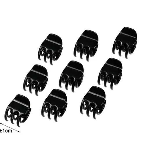 Set Mini Pinzas Para Cabello Acrílica Negro 9pcs