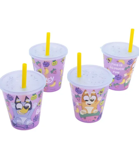 Set 4PCS Vaso Caña PP Joy 285 ML Bluey