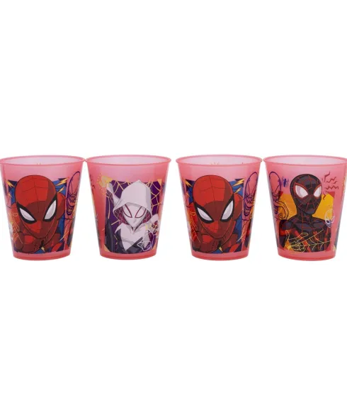 Set 4PCS Vaso PP Joy 285 ML Spiderman