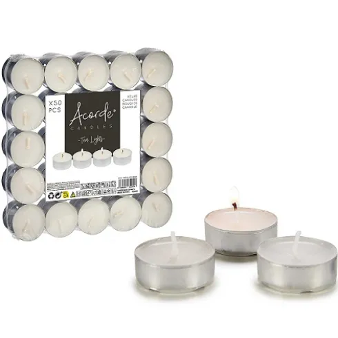 Set 50 Velas de Té Sin Aroma Blanco 4H