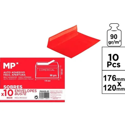 Sobre Color Rojo 10pcs