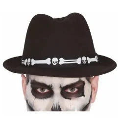 Sombrero Negro Detalle Huesos