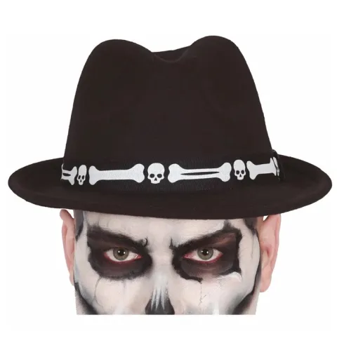 Sombrero Negro Detalle Huesos