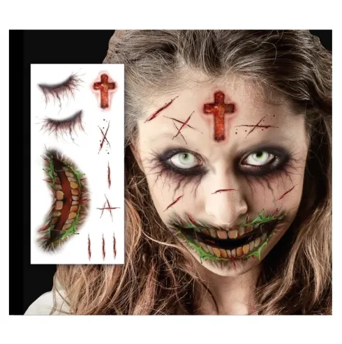 Tatuaje Cara Zombie 30x13cm