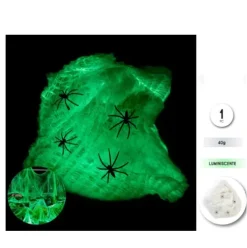 Telarañas Blanco Fluorescente 40G Con 4 Arañas