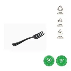 Tenedor Mini Reutilizable Negro 10,7CM