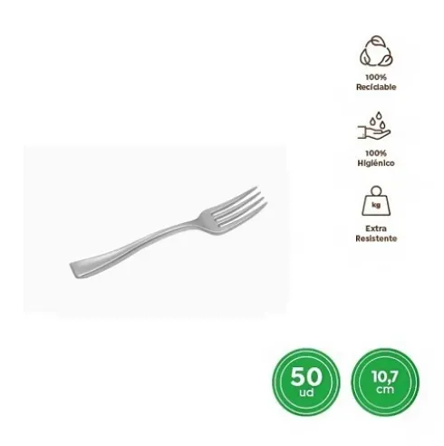 Tenedor Mini Reutilizable Plata 10,7CM