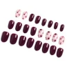 Uñas Postizas Desmontables Vino Rojo 24pcs