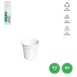 Vaso Irrompible Blanco 80cc 50uds