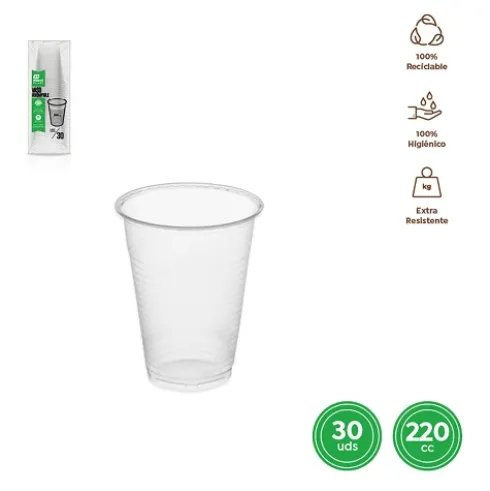 Vaso Irrompible Transparente 220cc 30uds