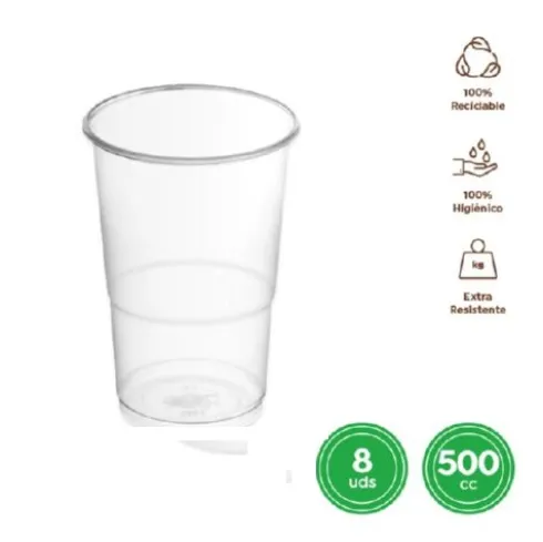 Vaso Irrompible Transparente 500cc 8uds