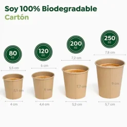 Vasos Cartón Biodegradable Nature 120cc 25uds