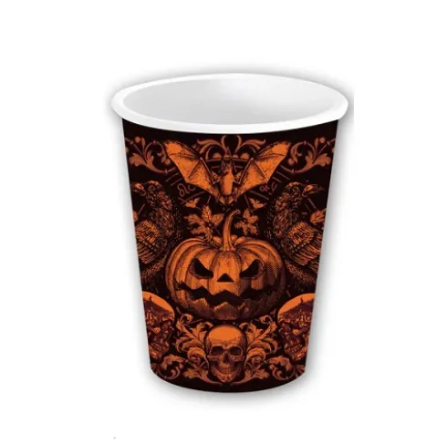 Vasos Cartón Calabaza Gótica 240ML