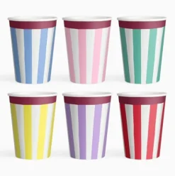 Vasos Cartón Colores Rayas 270cc