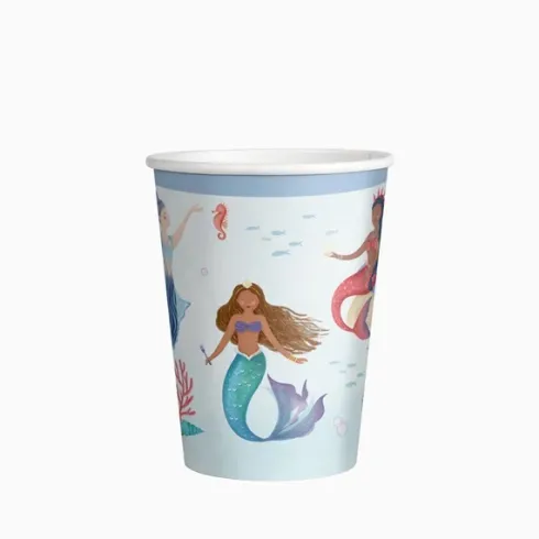 Vasos Cartón Sirena Mermaid 270cc