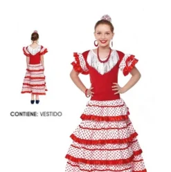 Vestido Sevillana Rojo Blanco Infantil