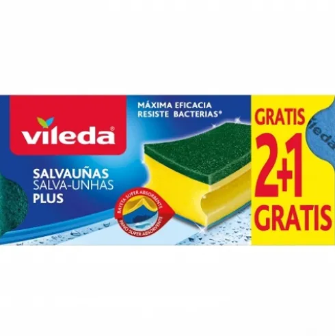 VILEDA Estropajos Salvauñas Antibacterias 2+1